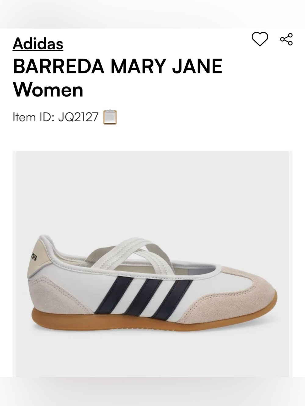 adidas Barreda Mary Jane Women's White Black Tan Athletic Flats